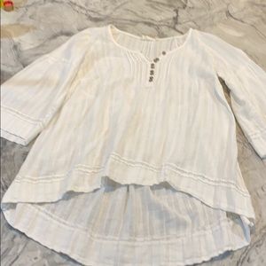 Lilka Anthropologie white linen peasant top Med